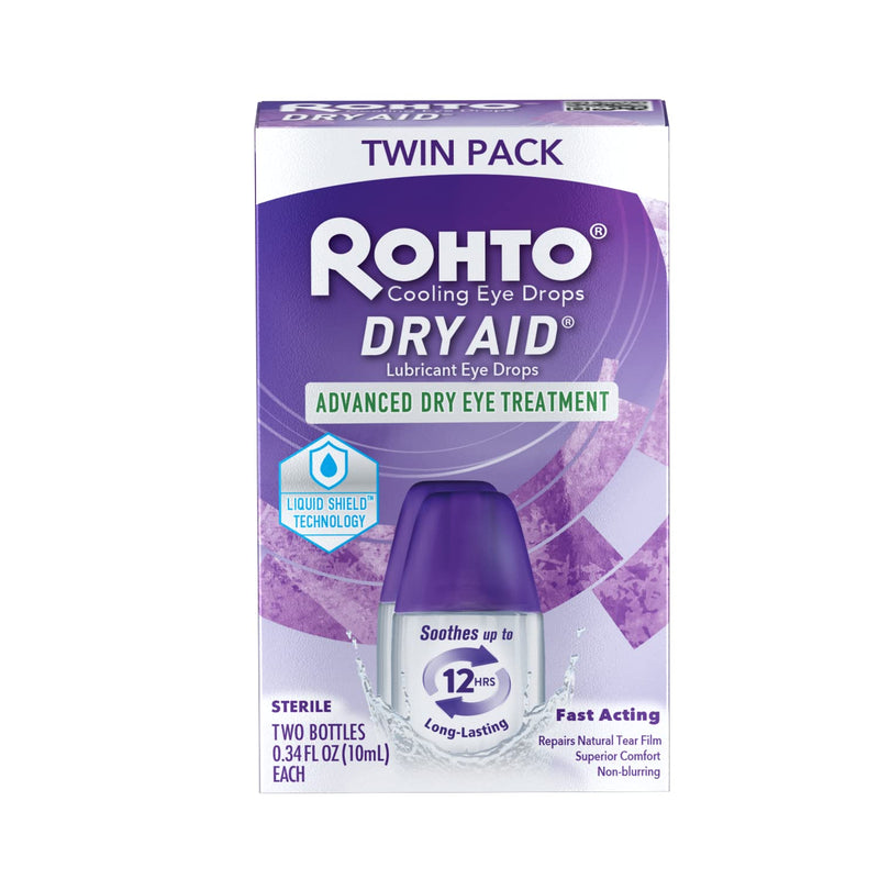 [Australia] - Rohto DryAid Eye Relief Lubricant Eye Drops, Twin Pack, Dry Eye Relief, 0.34 Fl Oz 