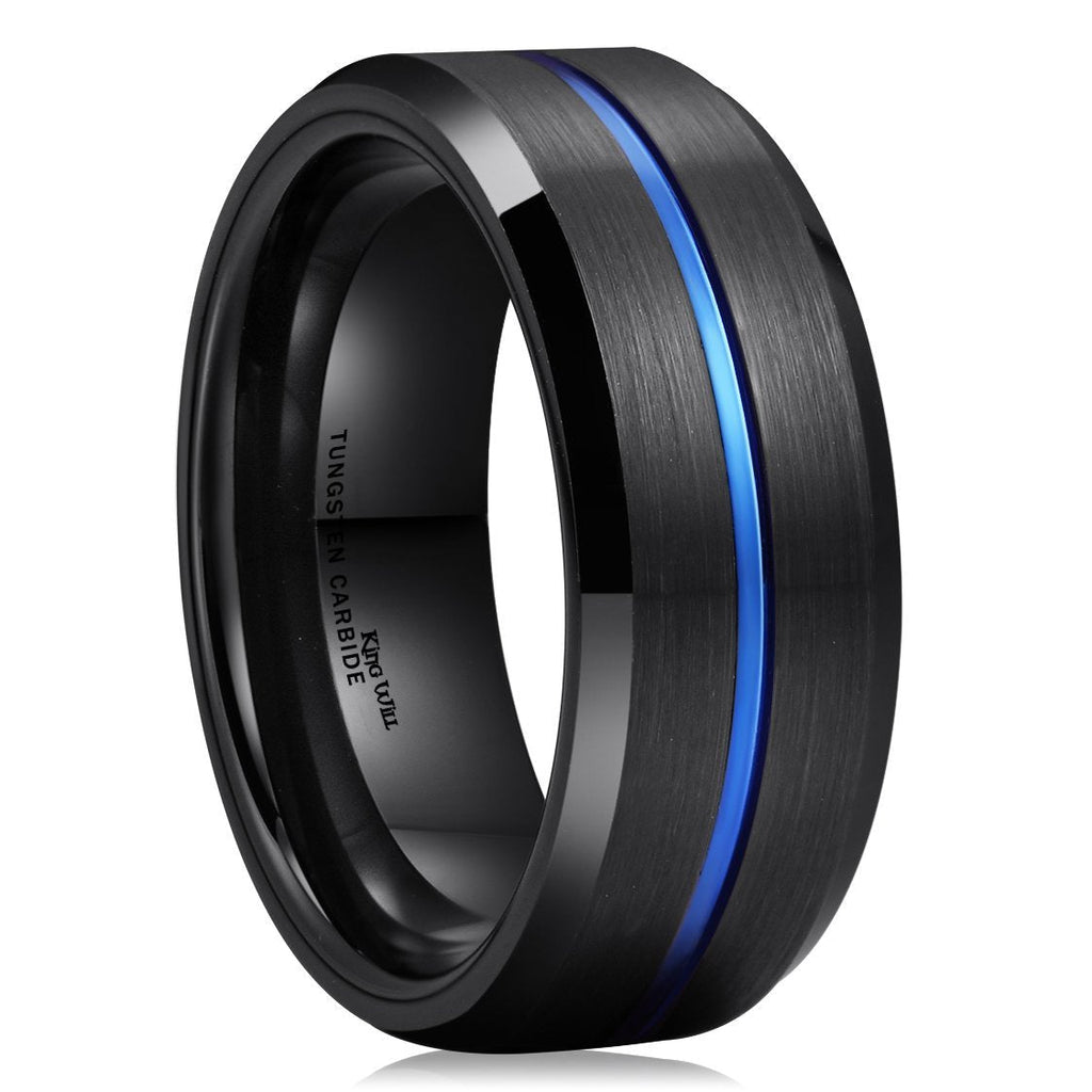 [Australia] - King Will Loop 8mm Tungsten Carbide Wedding Band Thin Groove Engagement Ring for Men Comfort Fit Black 6 