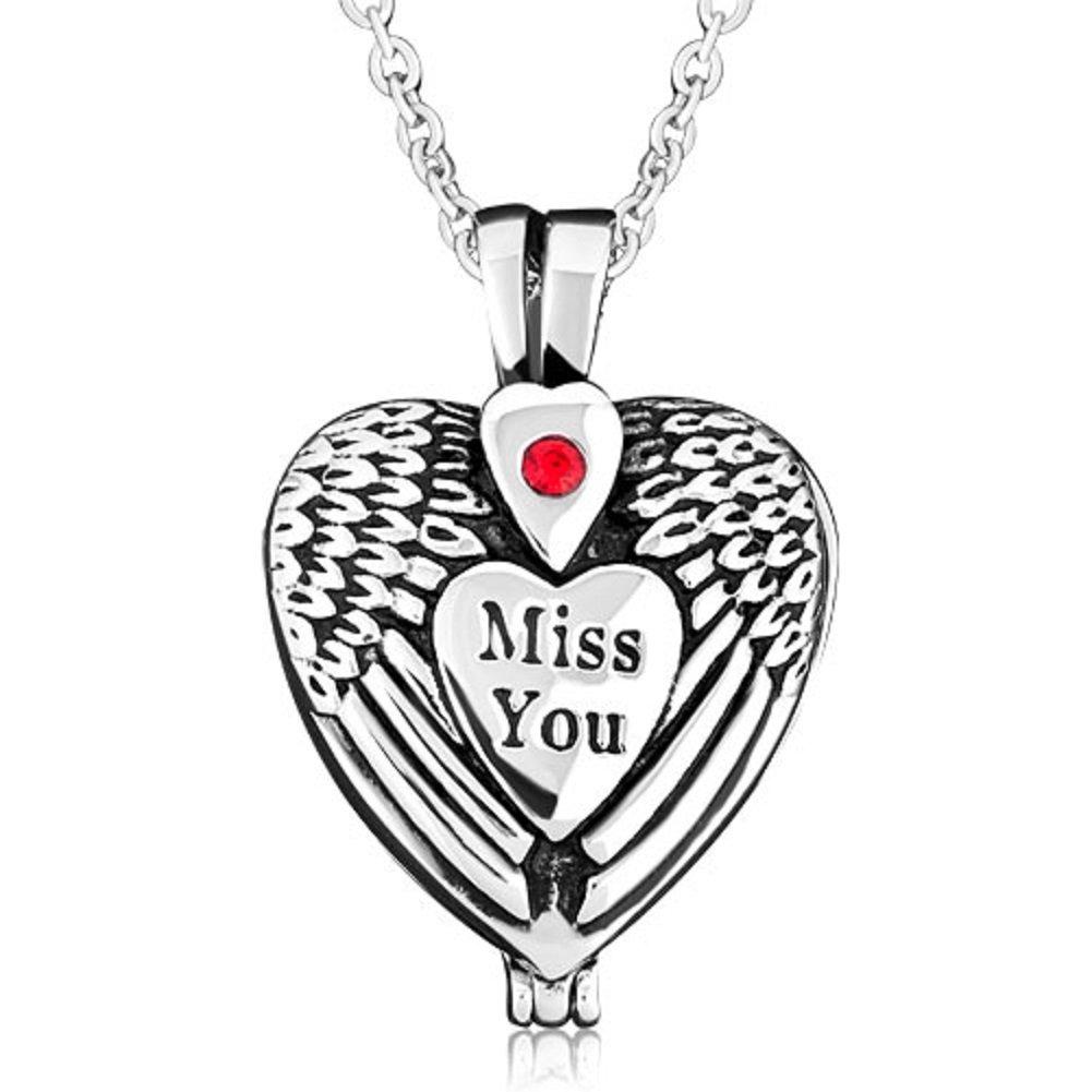 [Australia] - Corykeyes Miss You Angel Wings Urn Necklace Memorial Ashes Holder Cremation Keepsakes stainless-steel 