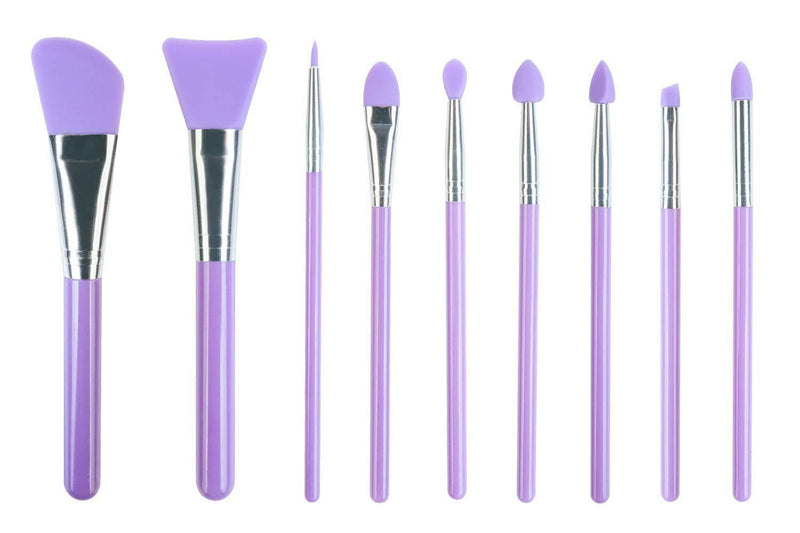 [Australia] - LORMAY 9 Pcs Silicone Makeup Brush Set: Applicator for Face Care, Eyeliner, Eyebrow, Eye Shadow, Lip Makeup and UV Epoxy Resin (Purple) Purple(9pcs) 