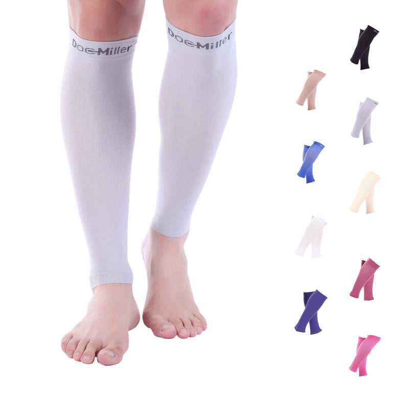 [Australia] - Doc Miller Calf Compression Sleeve 1 Pair 15-20 mmHg Firm Support Graduated for Sports Running Recovery Shin Splints Varicose Veins (Gray, Small) Gray 