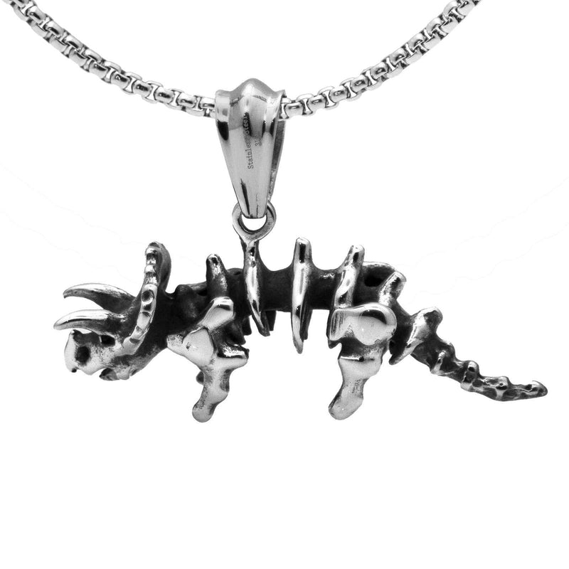 [Australia] - Xusamss Punk Rock Titanium Steel Dinosaur Skeleton Triceratops Pendant Necklace,24inches Chain 316L Steel Triceratops 