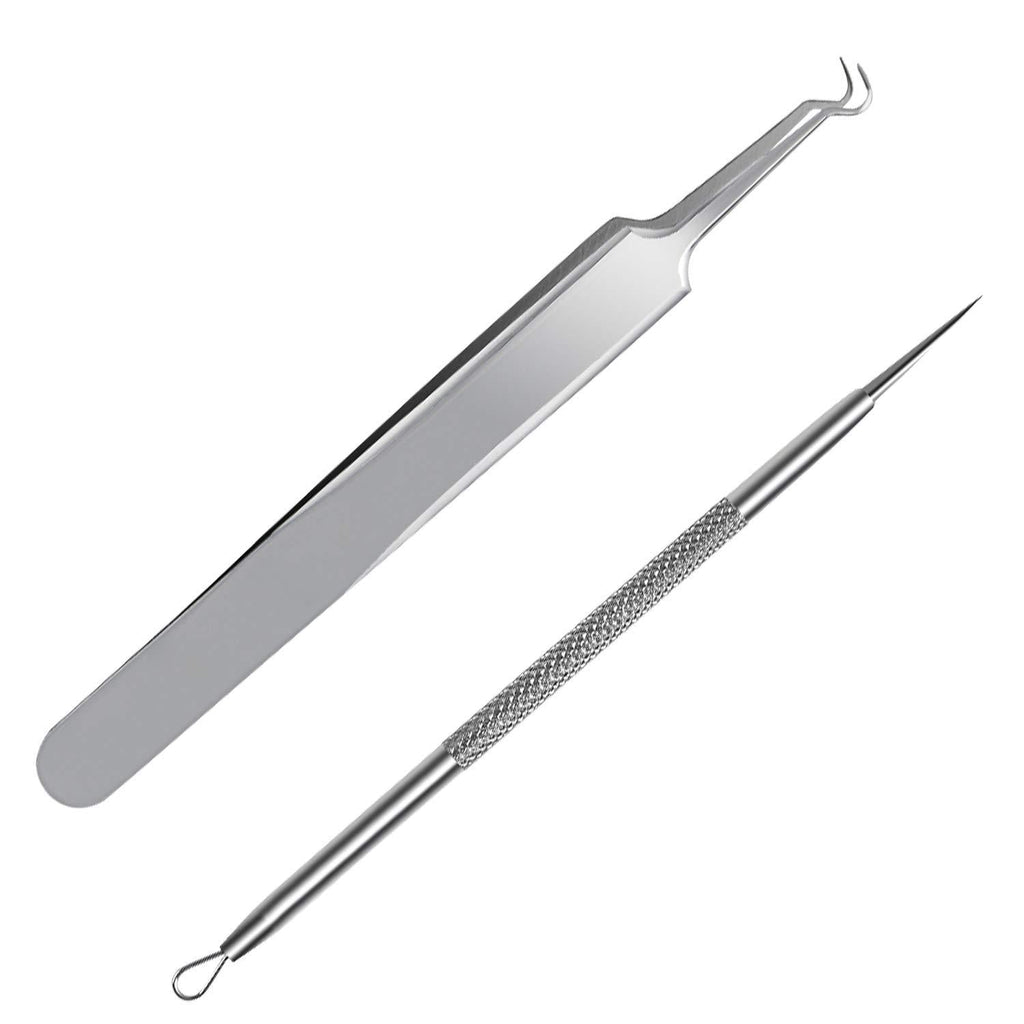 [Australia] - FIXBODY Blackhead and Splinter Remover Tools - Stainless Steel Professional Easily Cure Pimples Whiteheads Comedones Acne Zit Ingrown Hairs and Facial Impurities Bend Head Tweezer Surgical Kit 