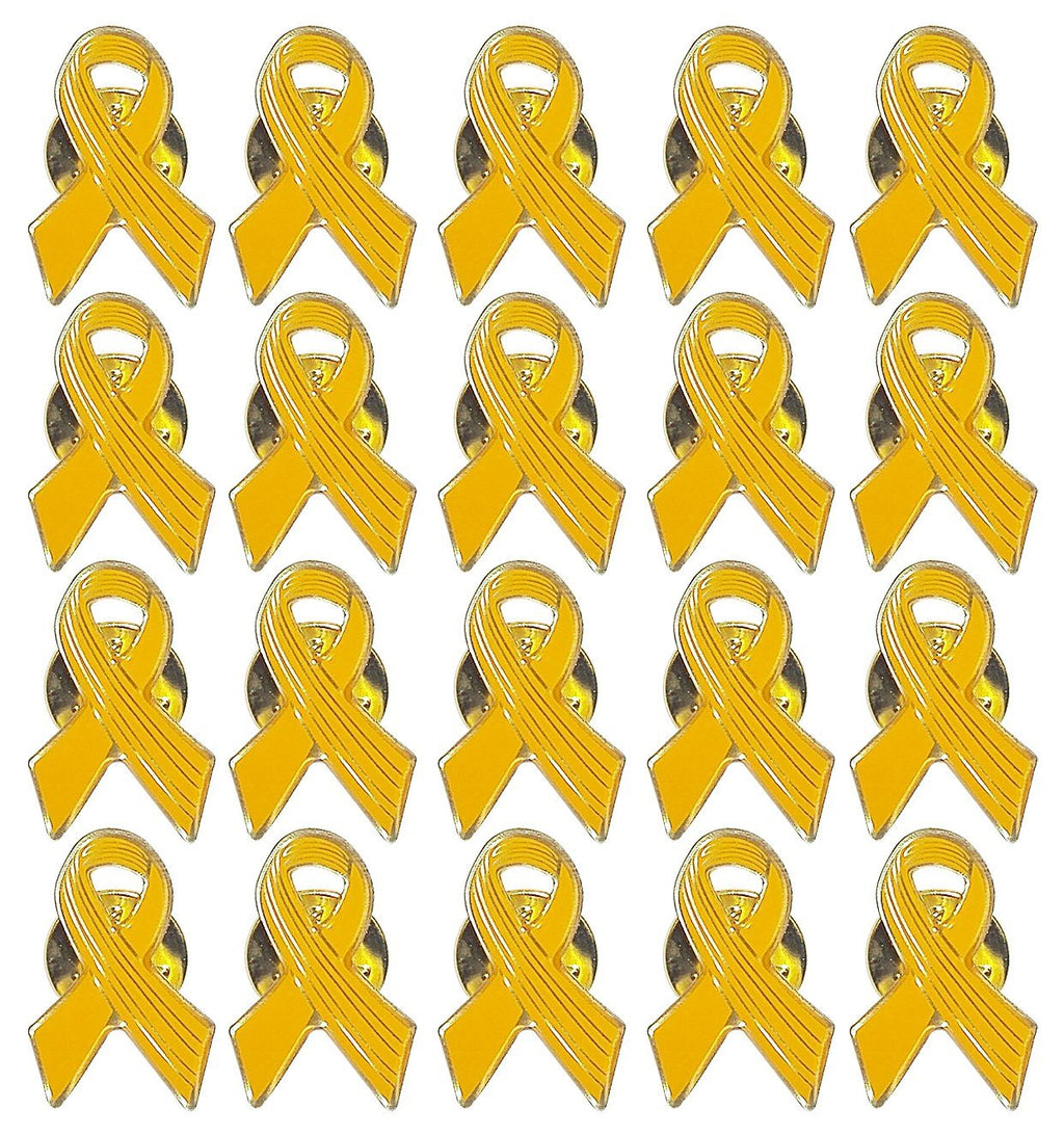 [Australia] - Lot of 20 - Yellow Awareness Ribbon Lapel Pins - Enamel On Gold Tone Metal. 