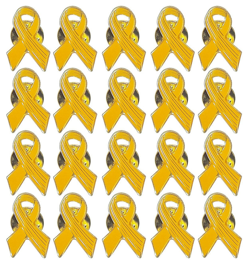 [Australia] - Lot of 20 - Yellow Awareness Ribbon Lapel Pins - Enamel On Gold Tone Metal. 