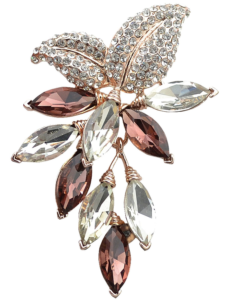 [Australia] - Gyn&Joy Womens Purple Colored Swarovski Element Crystal Rhinestones Grapes Fruit Brooch Pin in Gold Tone BZ072 