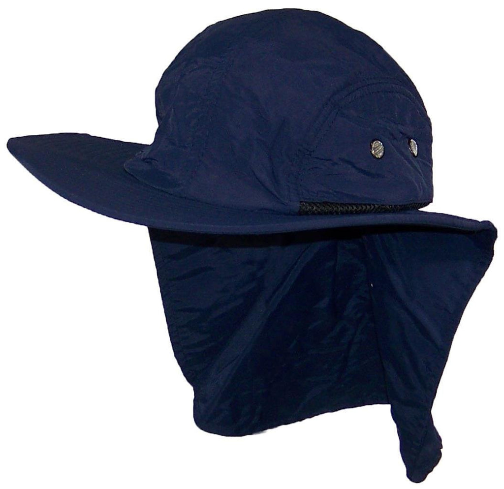 [Australia] - Stone Age Men/Women Wide Brim Summer Hat with Neck Flap (One Size) Navy 