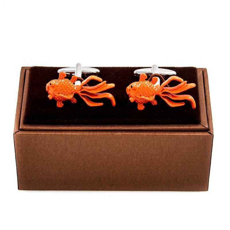 [Australia] - MRCUFF Fancy Goldfish Fish Koi Pair Cufflinks in a Presentation Gift Box & Polishing Cloth 