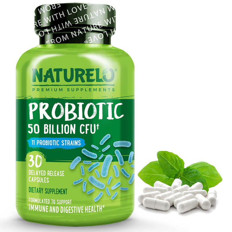 [Australia] - NATURELO Probiotic Supplement - 50 Billion CFU - 11 Strains - One Daily - Helps Support Digestive & Immune Health - Delayed Release - No Refrigeration Needed - 30 Vegan Capsules 30 Count (Pack of 1) 