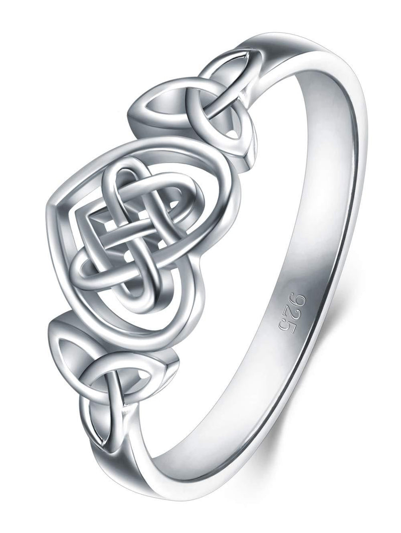 [Australia] - BORUO 925 Sterling Silver Ring Celtic Knot Heart High Polish Tarnish Resistant Eternity Wedding Band Stackable Ring celtic knot 1 4 