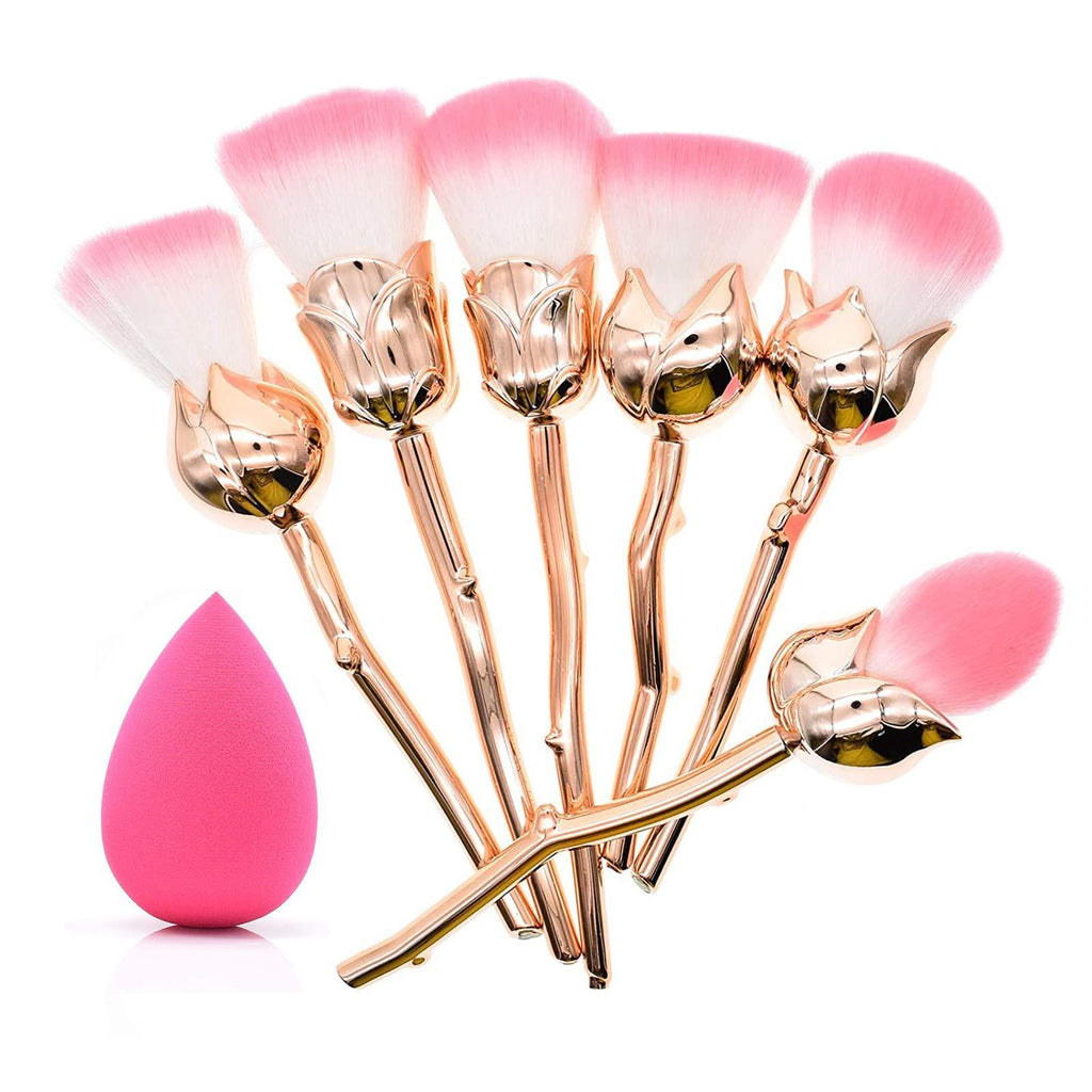 [Australia] - Dolovemk 6PCS Rose Makeup Brushes Set,Makeup Brushes Set Professional,for Foundation Blending Blush Concealer Eye Shadow,Makeup Brushes Set,Rose Gifts (Rose gold) Rose Gold 