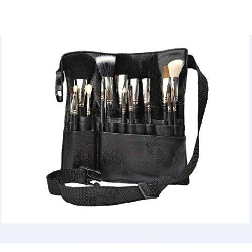 [Australia] - Professional 22 Pockets PU Leather Cosmetic Makeup Brush Bag Case Holder with Belt Strap, Brushes Not Included 