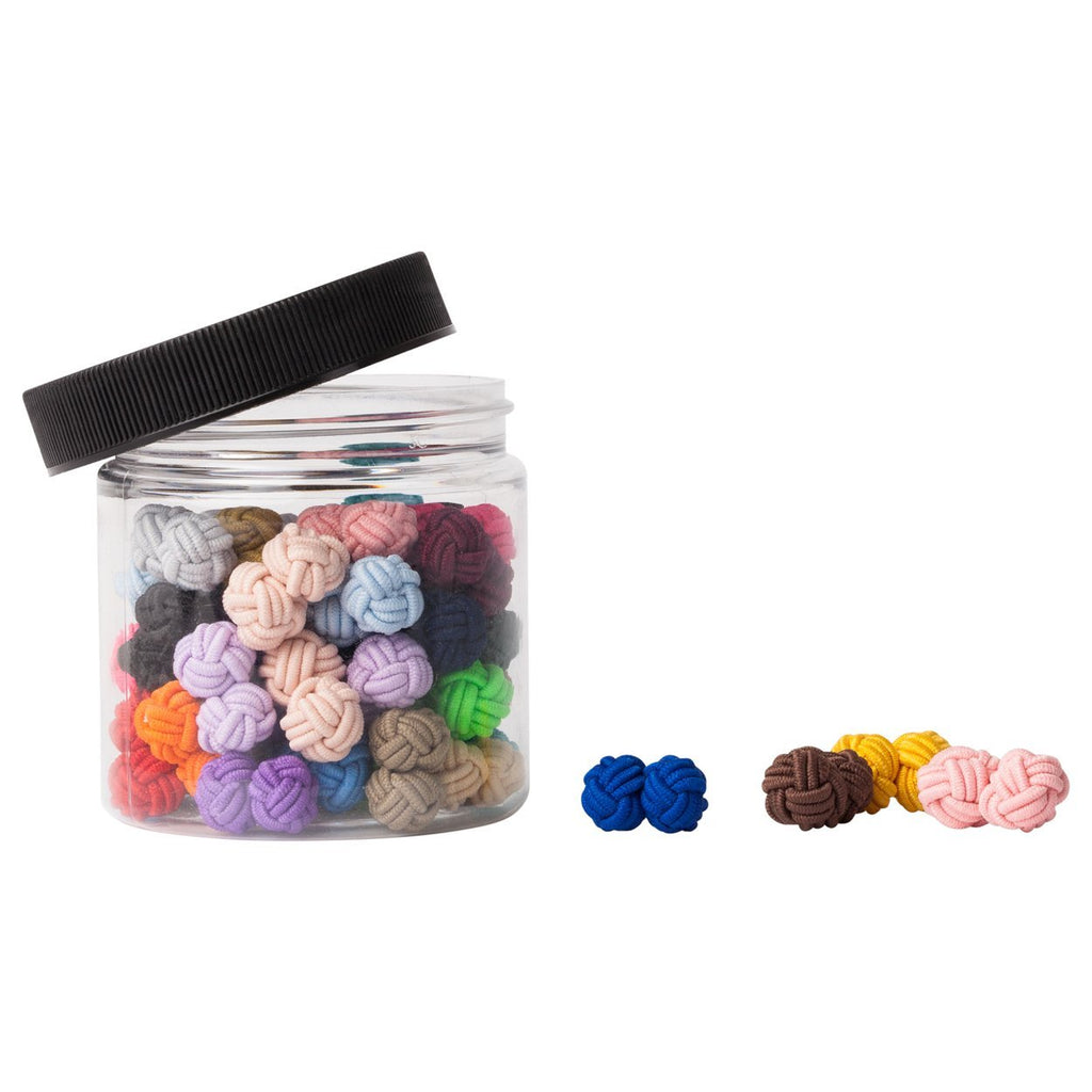 [Australia] - Jacob Alexander Gift Jar 25 Pairs Solid Color Silk Knot Cufflinks Bulk Collection 