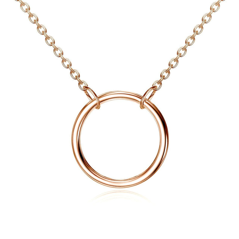 [Australia] - Open Circle Necklace in Yellow Gold, Rose Gold or Rhodium over 925 Sterling Silver rose-gold-flashed-silver 