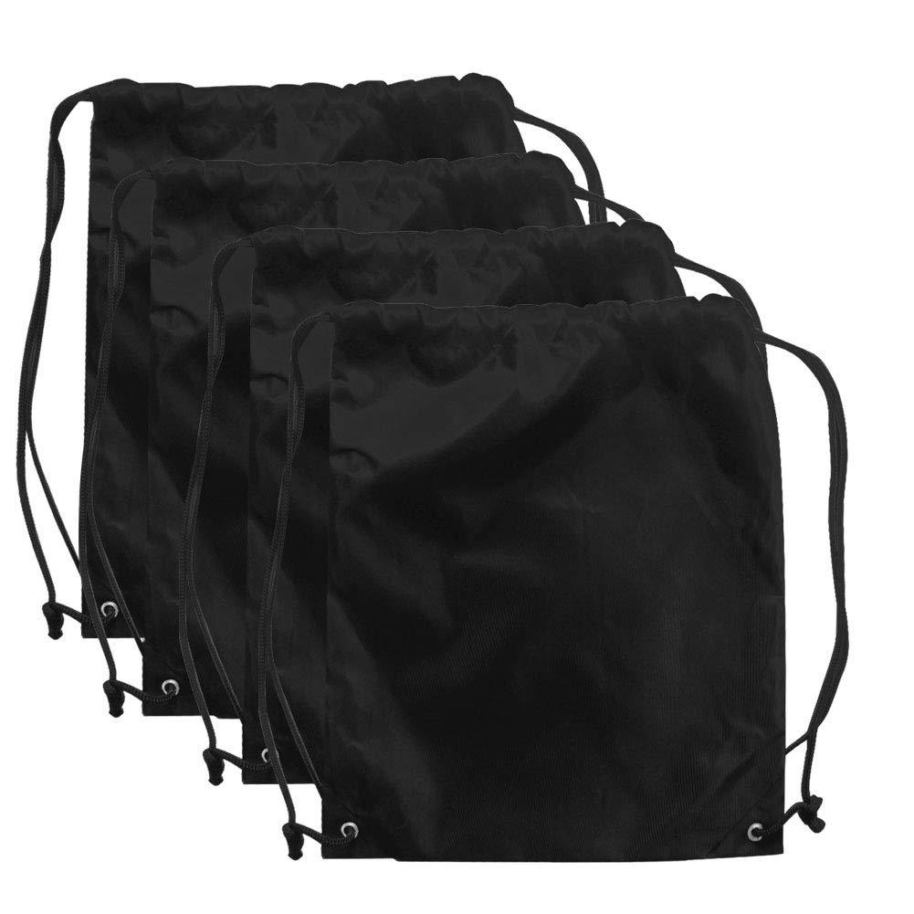 [Australia] - AVESON Pack of 4 Portable Travel Dust-Proof Waterproof Nylon Travel Shoe Organizer Tote Bags w/Drawstring, 15"x13", Black 