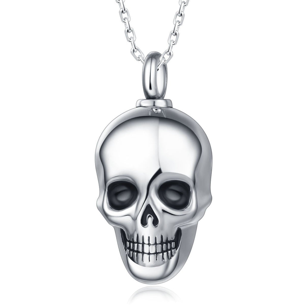 [Australia] - UNY Trendy Stainless Steel Skull Pet Urn Ashes Pendant Memorial Ash Keepsake Cremation Necklace Jewelry 