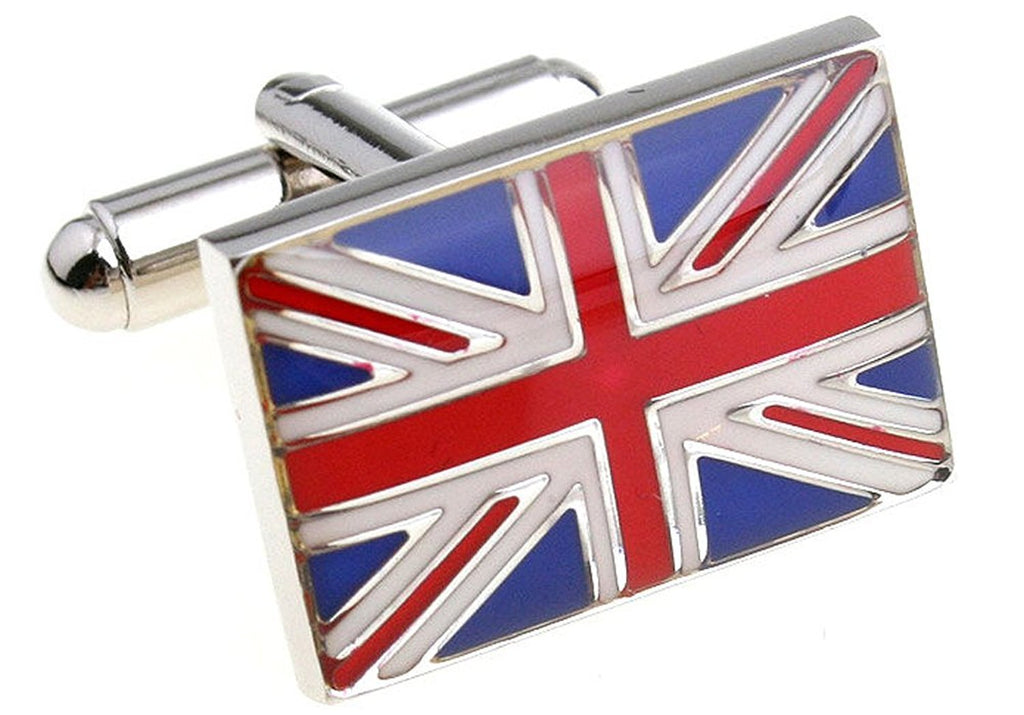 [Australia] - Mens Executive Cufflinks European Traveler Union Jack British Red White Blue UK Flag Cuff Links 