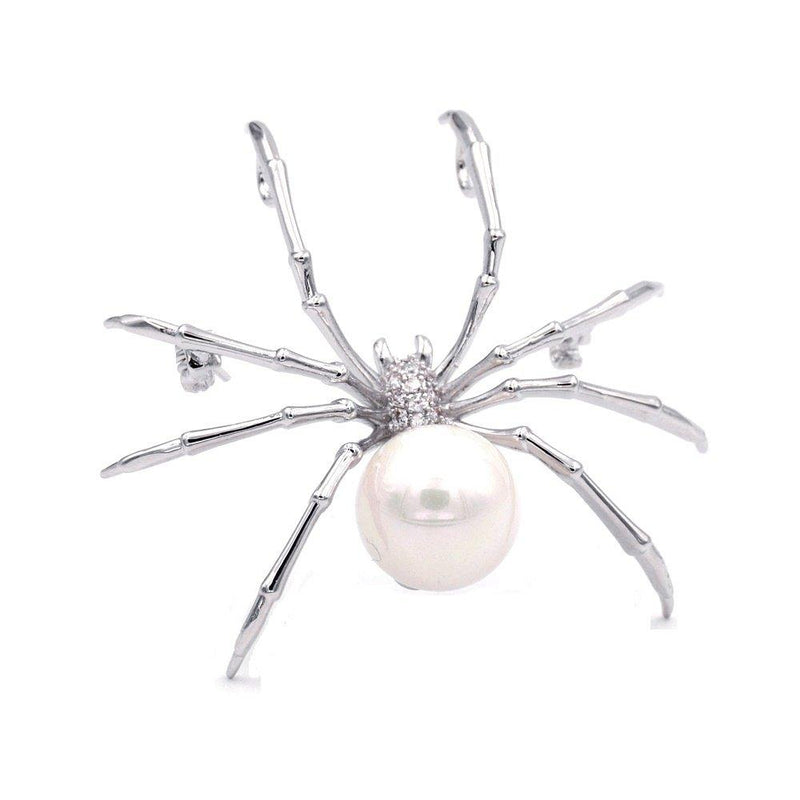 [Australia] - DREAMLANDSALES Victorian Style Mother of Pearl Body and Micro Pave Insect and Aninmal Brooch Pins (White Spider) 