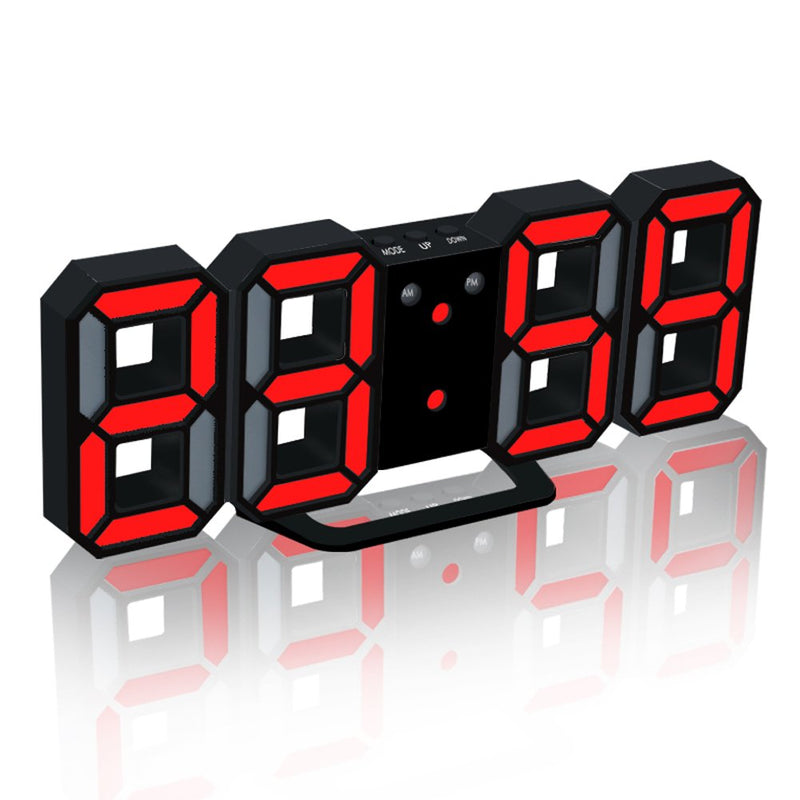 [Australia] - EAAGD 3D LED Night Light Digital Alarm Clock, 8.4" Alarm Clocks for Bedrooms, 0-100% Dimmer, 12/24H, Snooze for Office Bedroom Nightstand Desk (Black/Red) Black/Red 