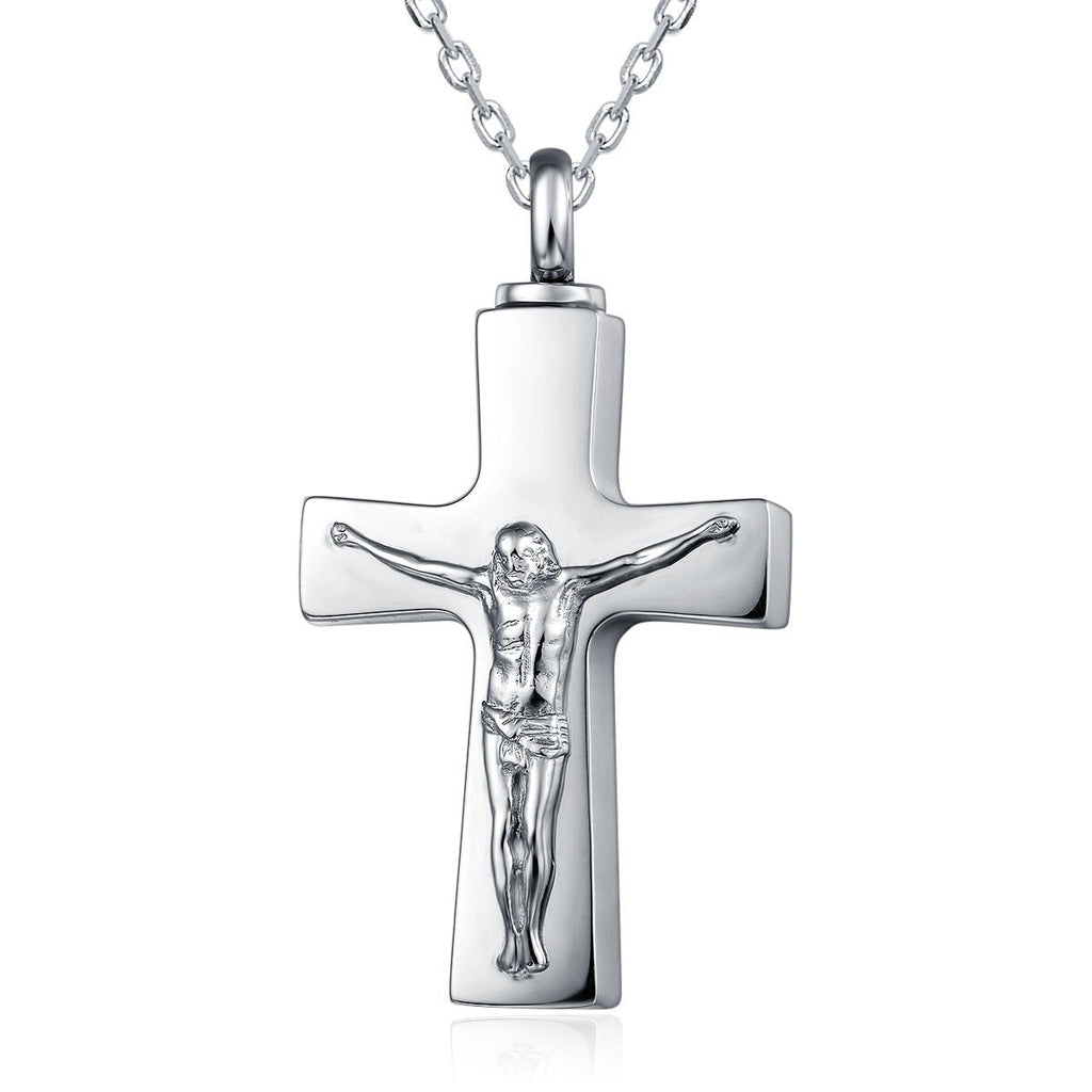 [Australia] - UNY 316L Stainless Steel Memorial Pets Ashes Keepsake Pendant Unique Jesus on Cross urn Cremation Pendant 