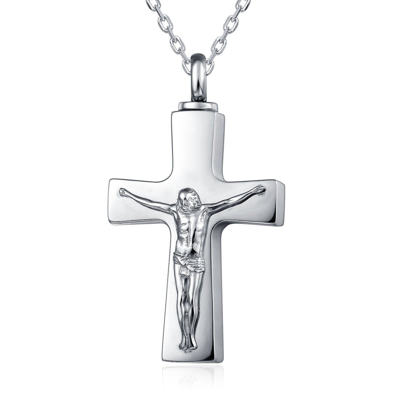 [Australia] - UNY 316L Stainless Steel Memorial Pets Ashes Keepsake Pendant Unique Jesus on Cross urn Cremation Pendant 