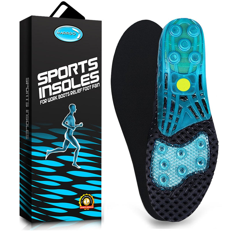 [Australia] - Silica Gel Sport Shoe Insole,MARRDO Spring Cushioning Shock Absorption Shoe Insert ,Forefoot Enhances Massaging Footbeds,Plantar Fasciitis Sports Running Insoles for Men & Women(Men 7.5-10) Men 7.5-10/Women 9-11 Black 