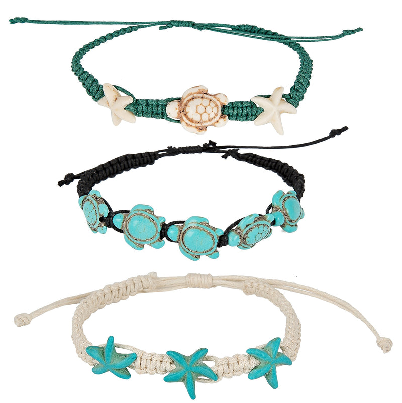 [Australia] - SPUNKYsoul Turtle Starfish Howlite Bracelet or Anklet Set Beach Collection Turtle Starfish 3 Pack 