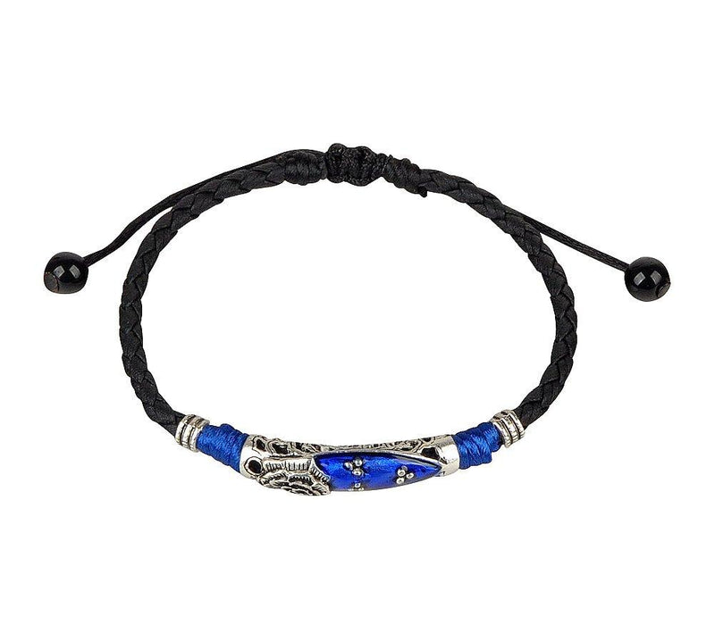 [Australia] - Ancient Tribe Handmade Adjustable Leather Anklet,Black Blue 