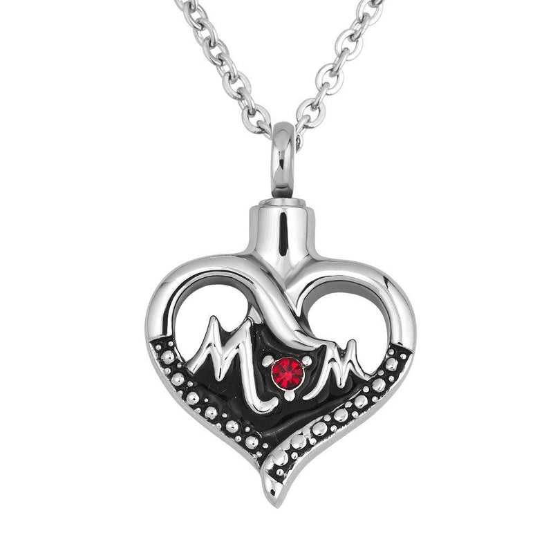 [Australia] - Charmed Craft Crystal Love Mom Urn Necklaces for Human Memorial Cremation Ashes Holder Keepsake Stainless Steel Jewelry Pendant URN-2 