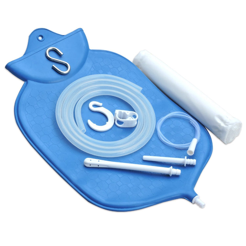 [Australia] - HealthGoodsIn - The Perfect Enema Bag Kit in Blue Color for Colon Cleansing with Platinum Cured Silicone Hose (4 Quart, Open Top) 