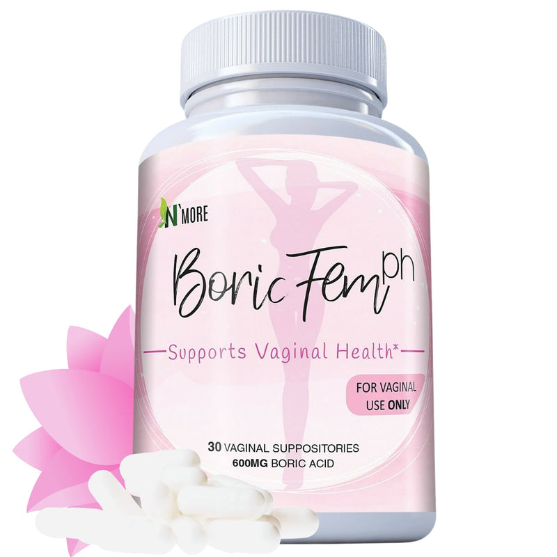[Australia] - Boric Acid Vaginal Suppositories - 100% Pure Vegetable Capsules - Made in USA - Intimate Health Support (30 Count, 600mg) - Boricfem Helps Support/Maintain Vaginal Health - Easy to Insert 