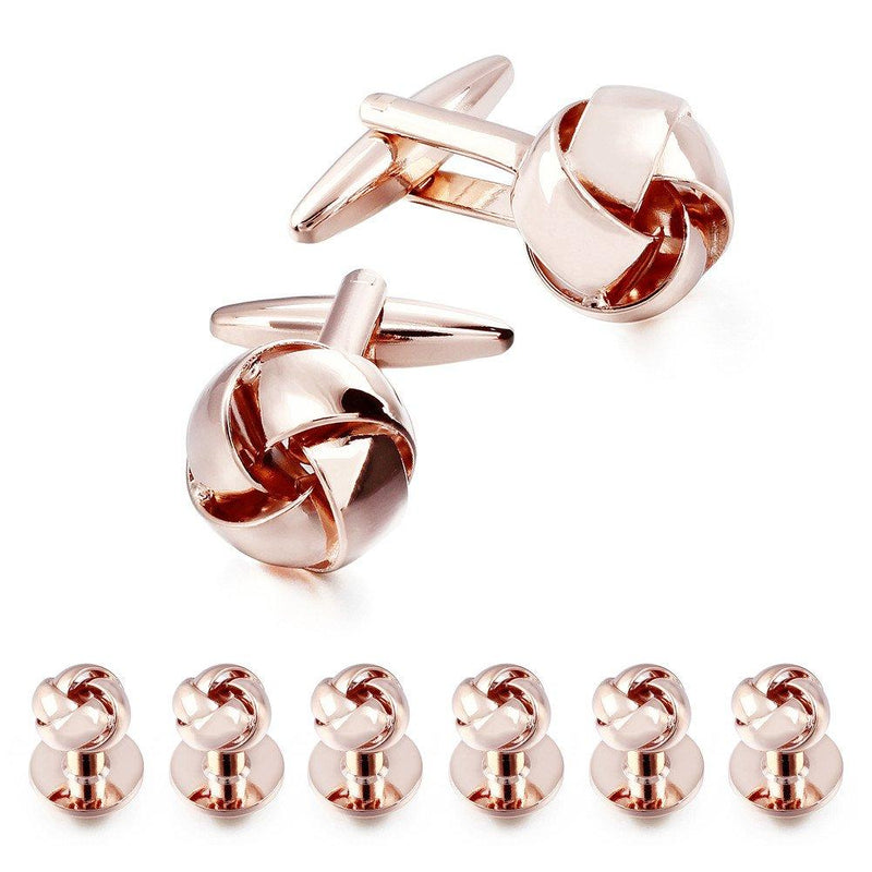 [Australia] - HAWSON Personalize Flower Knot Man Shirt Tuxedo 6 Studs and 2 Cufflinks Set Rose Gold 