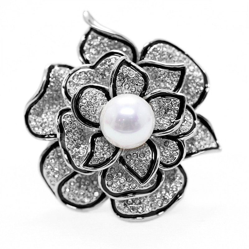 [Australia] - Merdia Sparkly Flower Brooch Pin for Women with Beautiful Created Crystal 