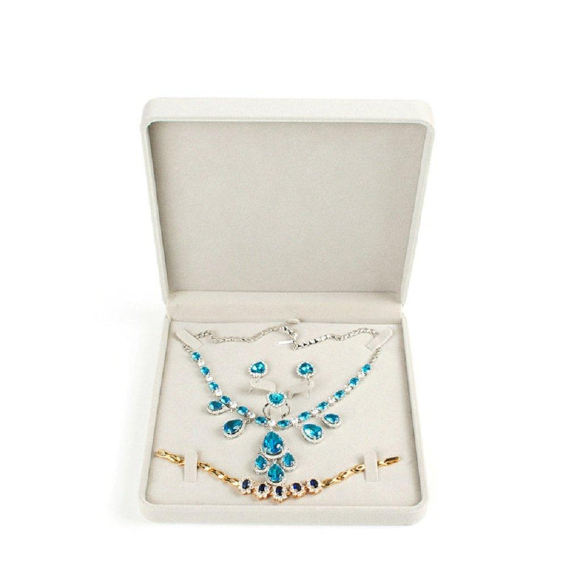 [Australia] - JunningGor Jewelry Set Velvet Box Necklace Earring Ring Necklace Bracelet Gift Display Case Wedding Jewelry Storage Holder (Beige) Beige 