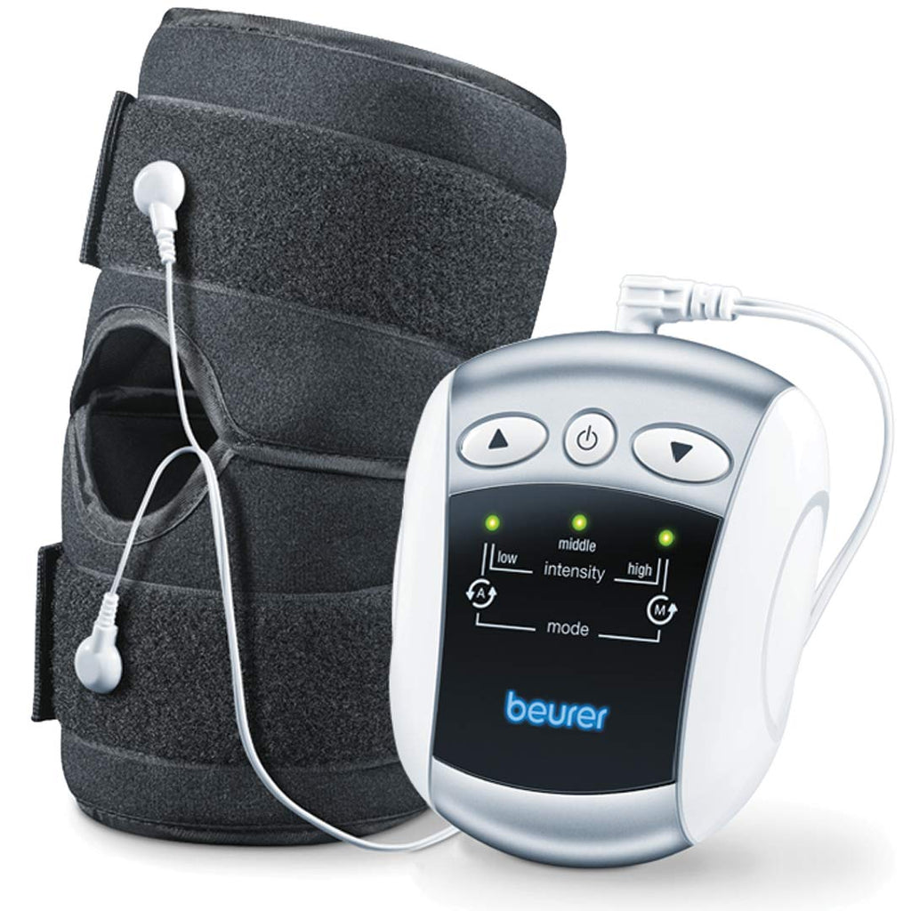 [Australia] - Beurer EM34 TENS Unit Muscle Stimulator, 2-in-1 Knee & Elbow TENS Machine, E-Stim Device for Knee Pain Relief with 25 Intensity Levels, Electric Massager with Universal Brace 