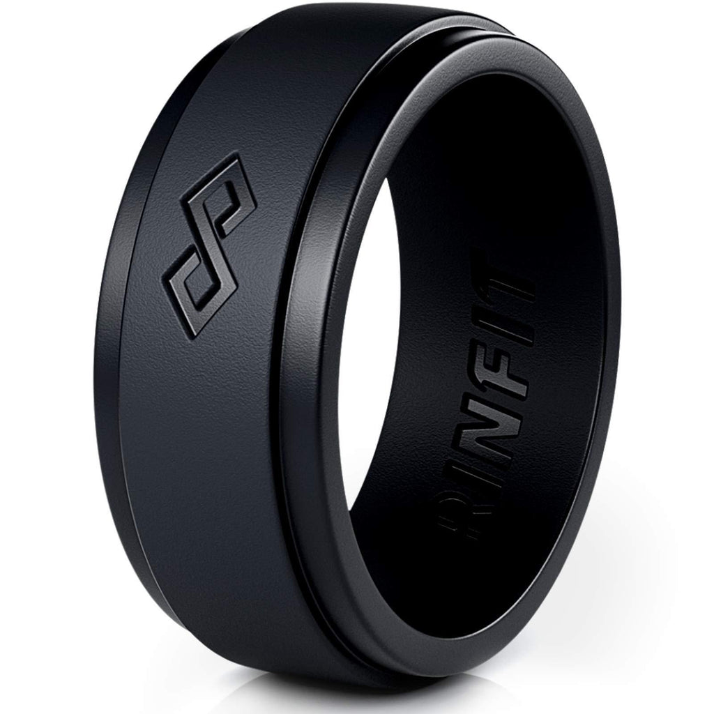 [Australia] - Silicone Wedding Ring for Men by Rinfit. 1 or 3 Rings Pack. Designed, Safe & Soft Men's Silicon Rubber Bands. Comfortable & Durable Wedding Band Replacement. Size 7-14 (7, Black) 