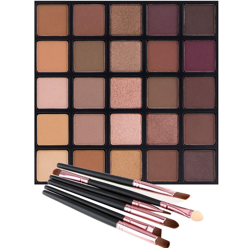 [Australia] - Matte and Shimmer Eyeshadow Palette, Vodisa 25 Long Lasting Blendable Warm Eye Shadows Glitter Makeup Kit Make Up Brushes Set Nude Smoky Waterproof Beauty Cosmetics High Pigment Powder Pallet 25B 25 color 