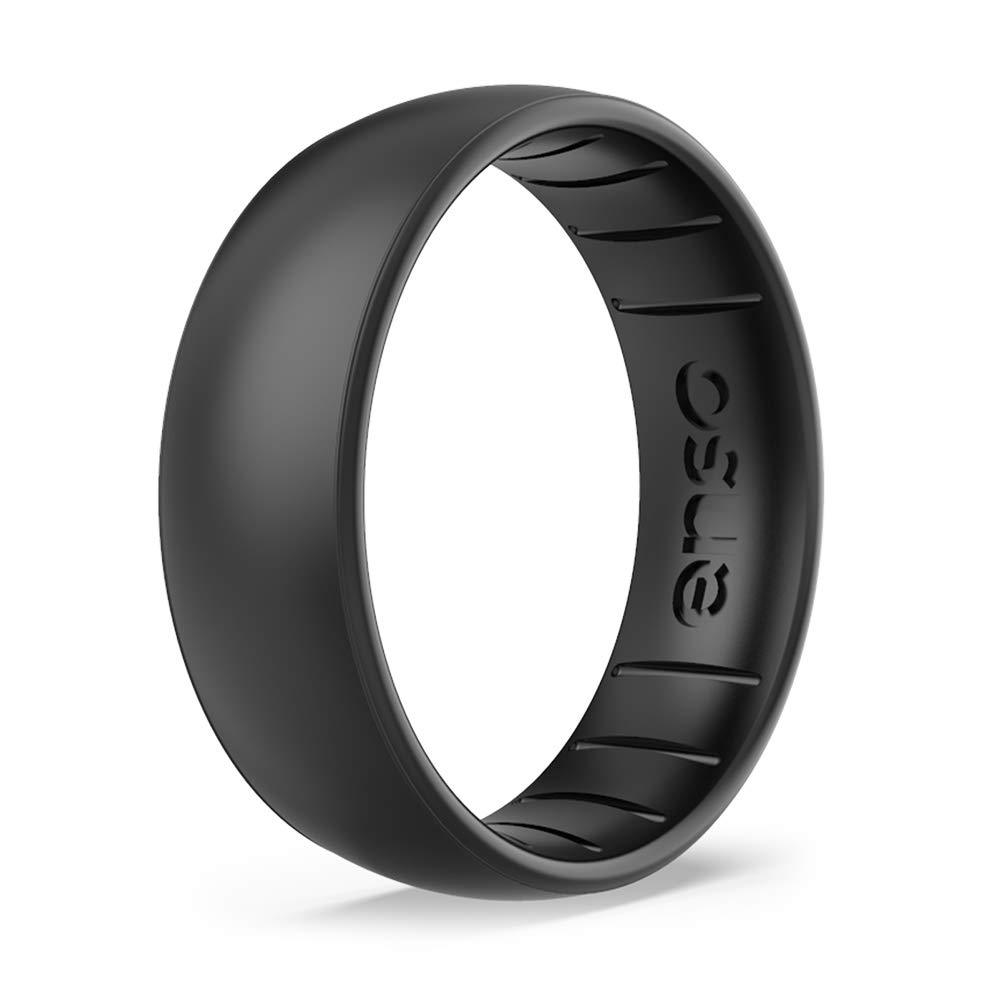 [Australia] - Enso Rings Classic Elements Silicone Ring | Made in The USA | Comfortable, Breathable, and Safe Black Pearl-Infused 7 
