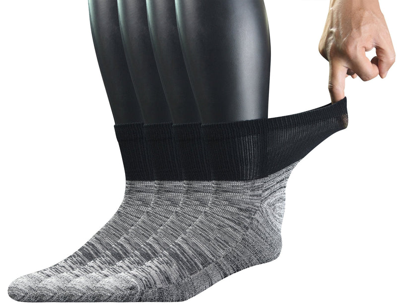 [Australia] - Yomandamor Men's 4 Pairs Bamboo Diabetic Ankle Socks with Seamless Toe And Cushion Sole,L Size(Socks Size:10-13) 10-13 4 Pairs Black 