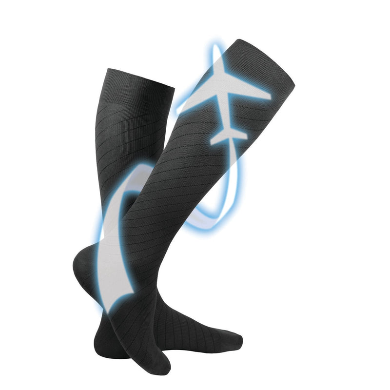 [Australia] - Truform Travel Compression Socks for Men and Women, 15-20 Knee High Over Calf Length, Charcoal, Large 