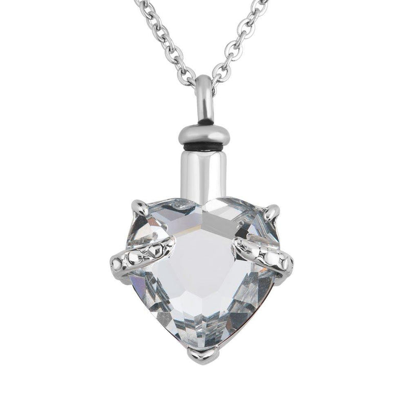 [Australia] - Roy Lopez Birthstone Heart Urn Necklace for Ashes Memorial Keepsake Cremation Pendant Apr Birthstone 