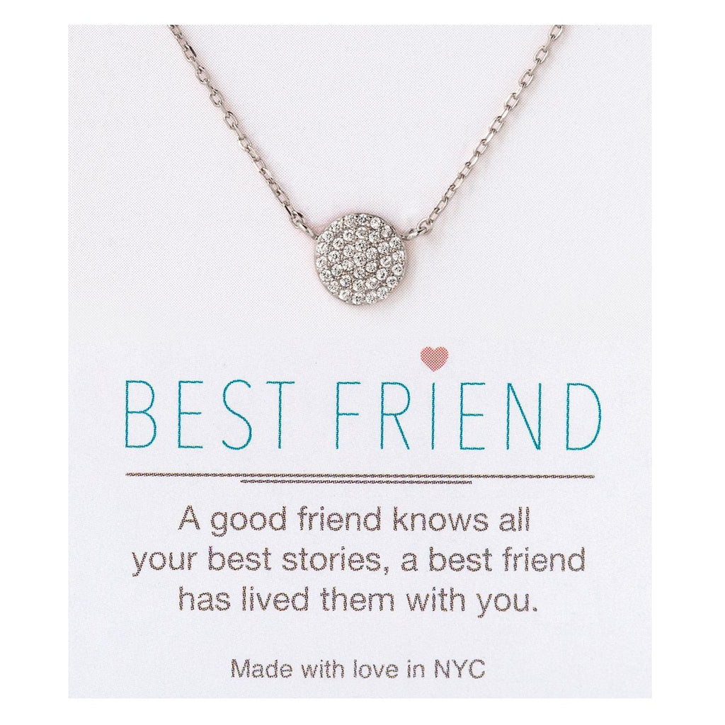 [Australia] - A+O Friendship Necklace - CZ Pave Necklace in Gold, Rose Gold, Sterling Silver 8 MM - Silver 