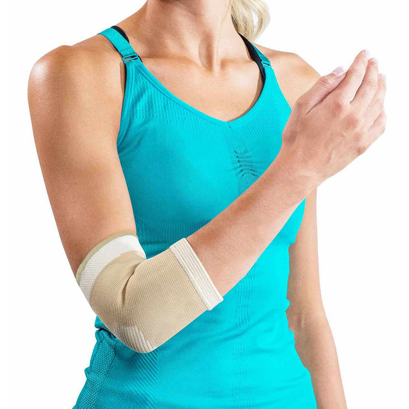 [Australia] - DonJoy Advantage DA161ES01-TAN-S Elastic Elbow Sleeve for Strains, Sprains, Swelling, Panels for Free Movement, Tan, Small fits 8", 9" Small fits 8"-9" 