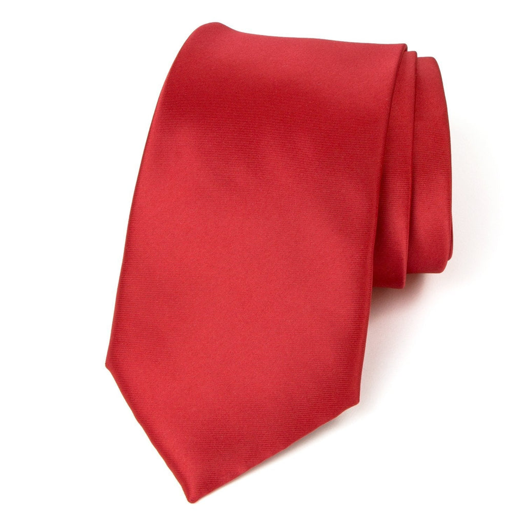 [Australia] - Spring Notion Men's Solid Color Satin Microfiber Tie, Regular and Skinny Width Regular Width (3.25 inch) True Red 