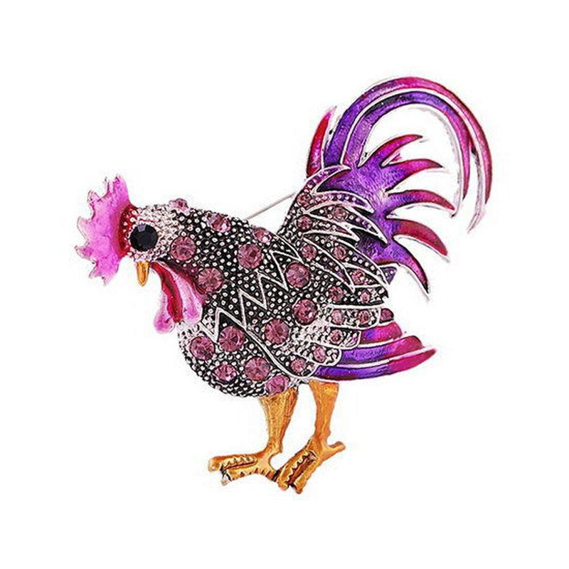 [Australia] - kingfishertrade-ltd Trendy Statement Rooster Cock with Rhinestones Brooch Pins for Unisex Child/Women/Men's Clothing Decorate Purple 