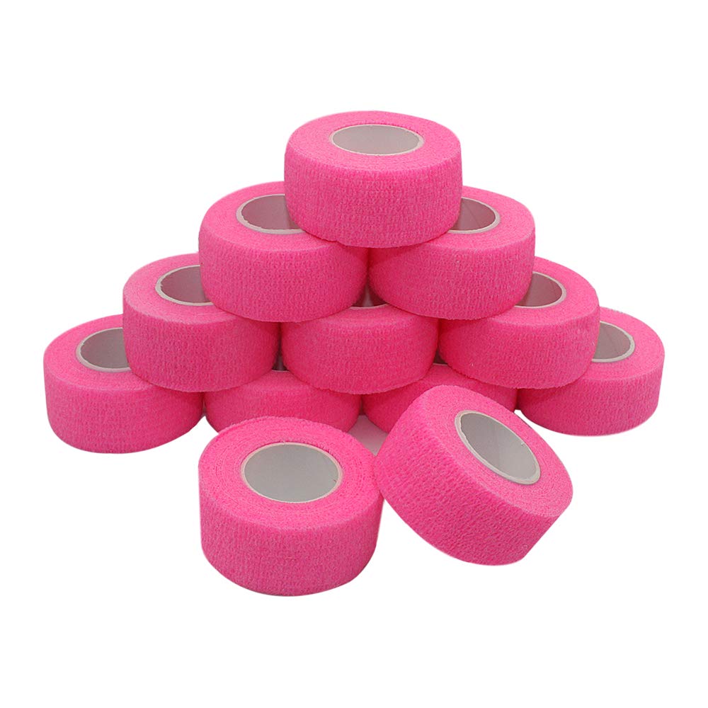 [Australia] - COMOmed Self Stick Cohesive Bandage Latex 1"x5 Yards First Aid Bandages Stretch Sport Wrap Vet Tape for Wrist Ankle Sprain and Swelling,Hot Pink 12 Count (Pack of 1) 