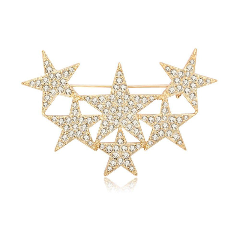 [Australia] - MANZHEN Exquisite Gold Silver Clear Crystal Rhinestone Star Brooch Pin 