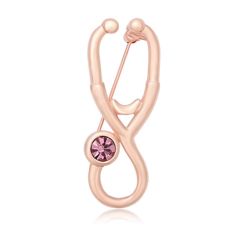 [Australia] - MANZHEN Stethoscope Brooch Pins for Doctor Nurse Medical Students rose gold 
