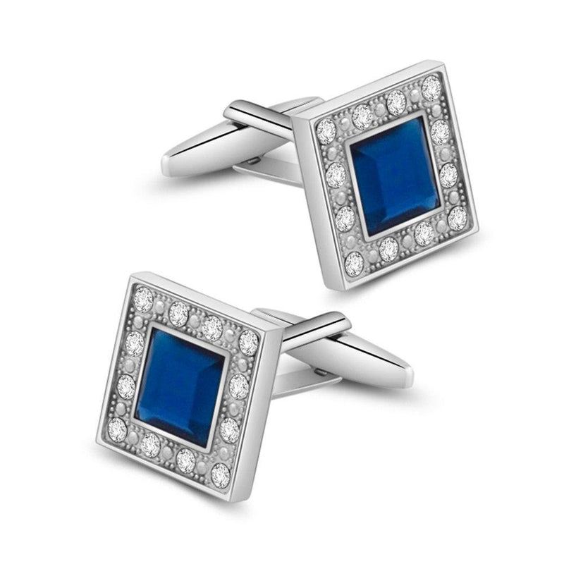 [Australia] - MERIT OCEAN Blue Navy Swarovski Crystal Square Cufflinks for Men Classical Swarovski Cuff Links with Gift Box Elegant Style 