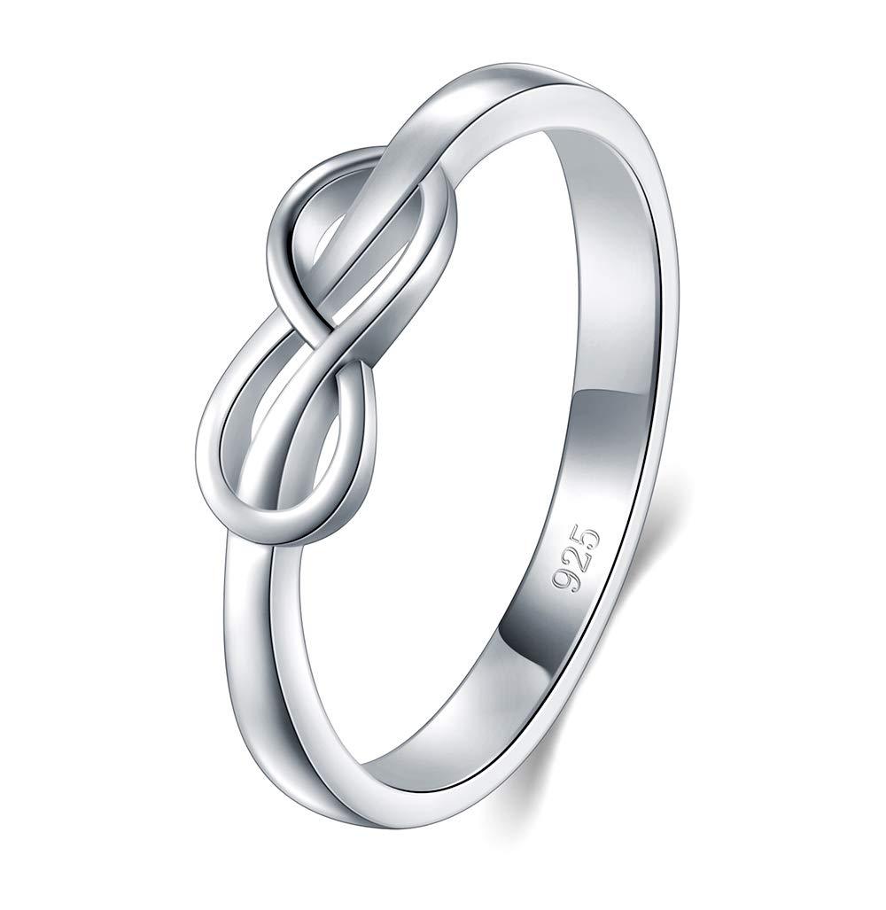 [Australia] - BORUO 925 Sterling Silver Ring, High Polish Infinity Symbol Tarnish Resistant Comfort Fit Wedding Band Ring Size 4-12 